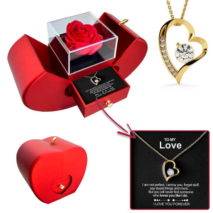 MY HEART NECKLACE ROSE BOX - Fleur Et Amour